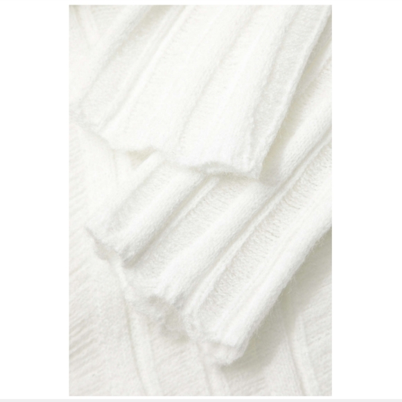 Asymmetrical Ripped Cut Out Knit Long Sleeve White Mini Dress, Size XL - Picture 7 of 16